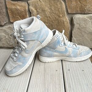 Nike High-Top Sneakers in White and Light Blue